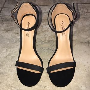Black velvet heels size 8